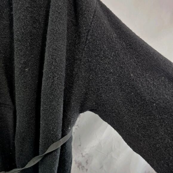 Anthropologie Sweater Womens Large Black Wool Cardigan Vallon Cuffed Ribbon Long - Picture 14 of 16
